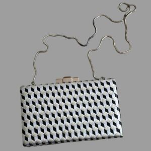BCBGMaxAzaria Stripe Weave Clutch Handbag